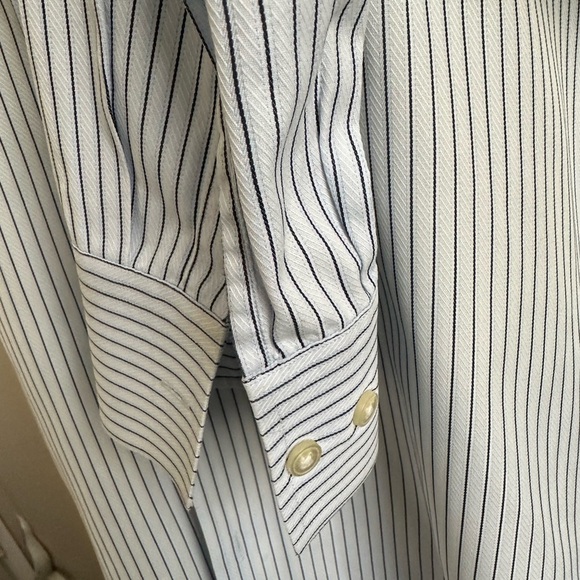 Hugo Boss 16.5 Fitted Shirt Long Sleeve Button Down Gray Grey Stripe Cotton MINT - Picture 4 of 11